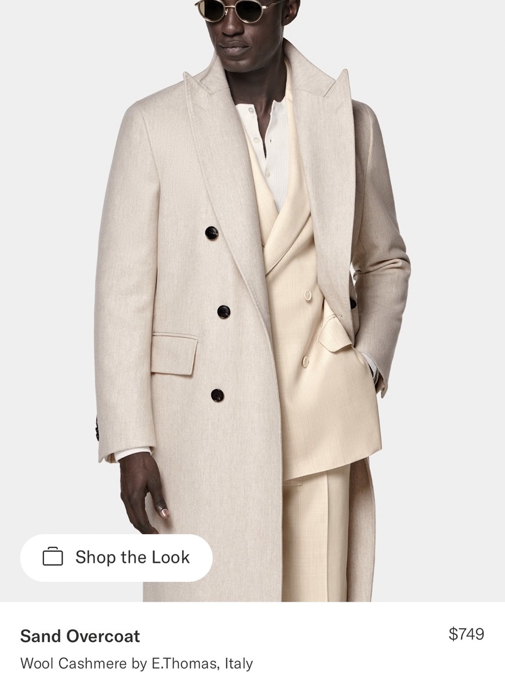 Suitsupply Ivory Double-Breasted Pea Coat